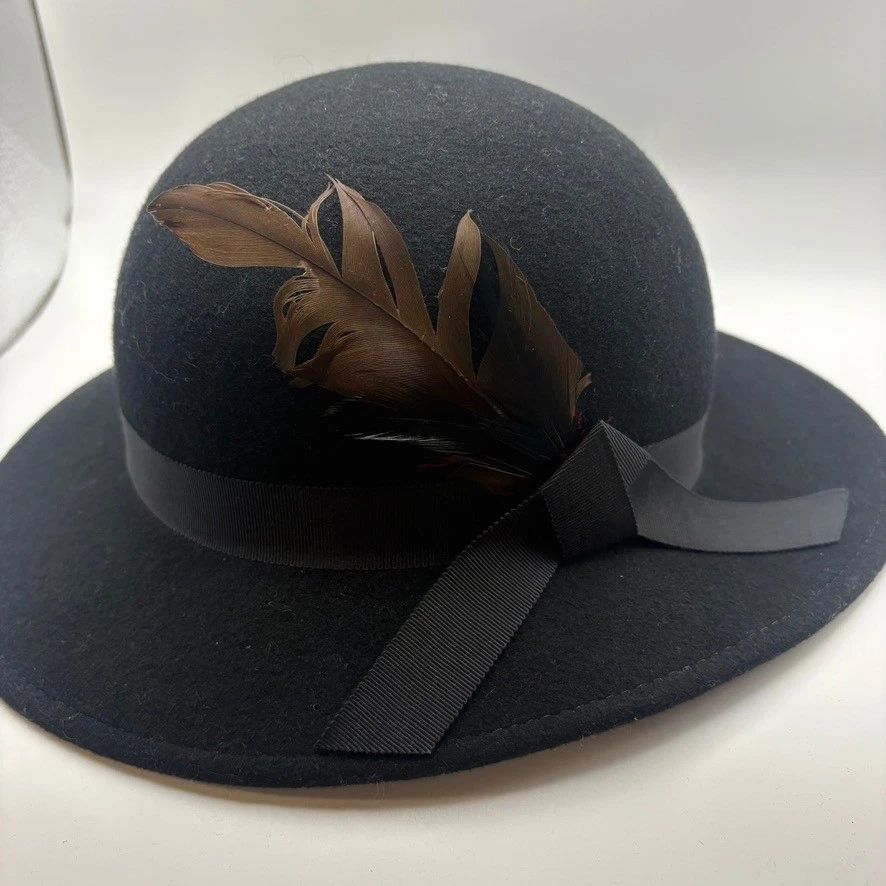 Feather Cloche Black Vintage Hats for Women for sale | eBay display picture 3