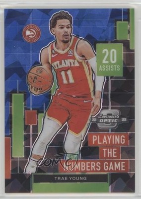 2022-23 Panini Contenders Optic Blue Cracked Ice Prizm 30/75 Trae Young #20 14zh