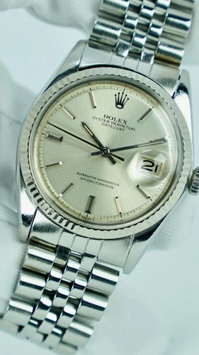 Rolex Oyster Perpetual Datejust 36mm 1601 White Gold & Steel Vintage Watch 1976