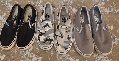 Vans Slip On Shoes Youth Men's Size 5 6 7 Black Gray Camo Off The Wall
