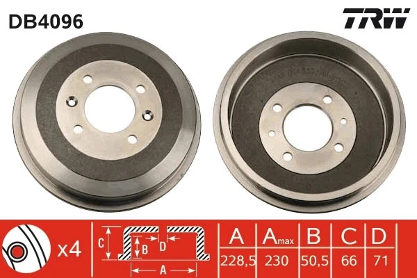 Trw Db4096 frein Tambour Arrière