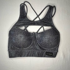Modern Butterfly Black Denim Sports Bra