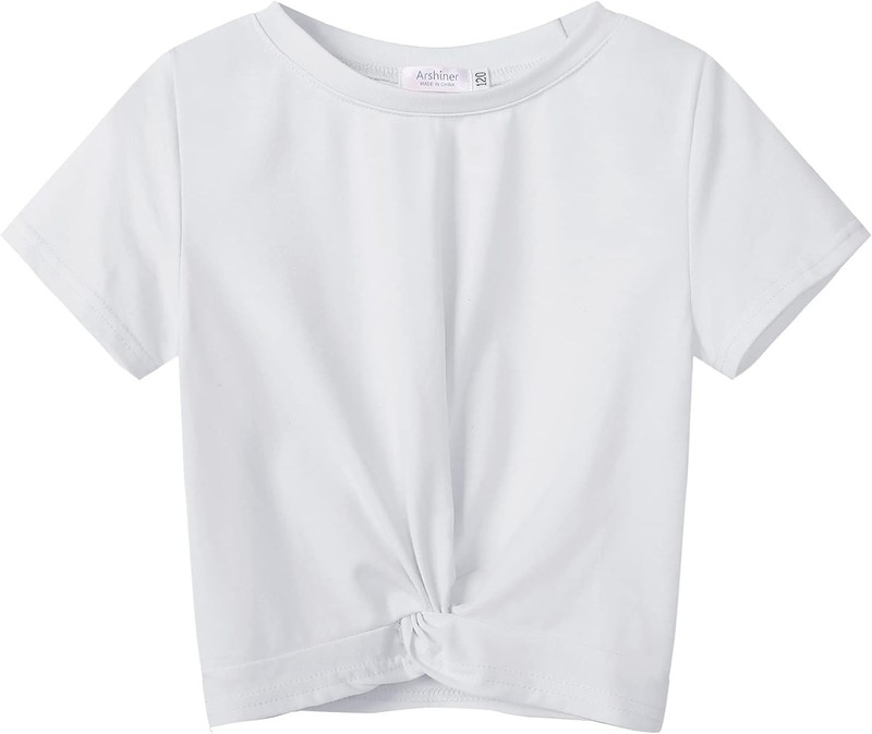 Girls Casual Twist Tie Short Sleeve Tunic Tee Top 6-7 Yrs Sz 130 Bust 30"
