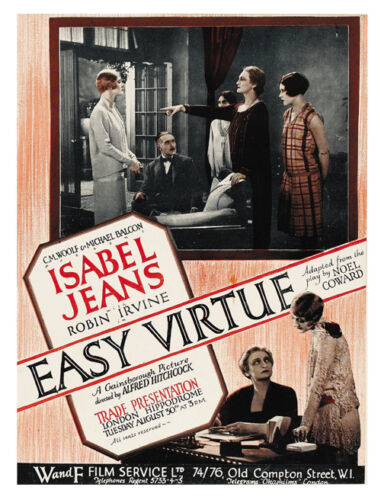 Easy Virtue (1928) Betty Balfour Alfred Hitchcock movie poster print 2 - Afbeelding 1 van 1