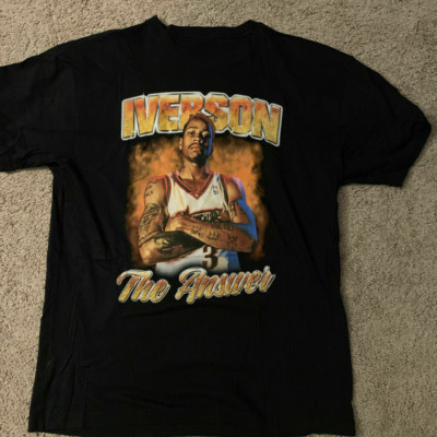 Allen Iverson The Answer T-shirt Black Cotton Tee Sizes S to 5XL