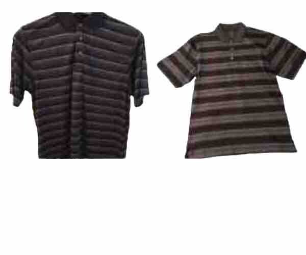2 PGA Tour Mens Large Lightweight Golf Polo Short Sleeve Striped Shirts Collared