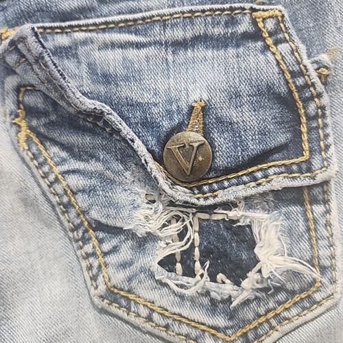 Vigoss Chelsea Bootcut Distressed Jeans Women's Size 0 Thick Stitch 28x33 - Picture 8 of 10