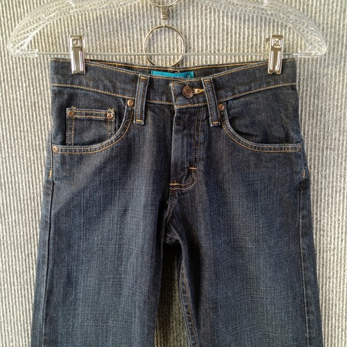 Lee Premium Jeans Boys 12 S Blue Dark Wash Denim Select Straight Stitch Accent - Picture 2 of 14