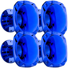4x DS18 PRO-HP102 Blue Chrome Bolt-on 2" Throat Plastic Driver Horn - 4.8" Depth