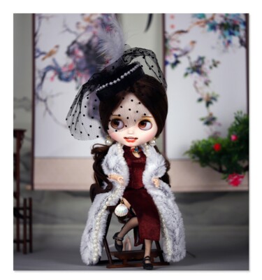 12'' Factory blythe   doll Long Curly Brown hair New matte face smile mouth