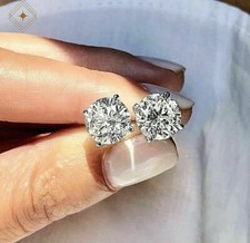 Daily Use 2CT Lab Created Diamond Solitaire Stud Earrings 14K White Gold Over