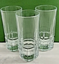 Vintage Libbey  Tall Tumblers Squire Cooler Clear 7" Square Heavy Bottom Glasses
