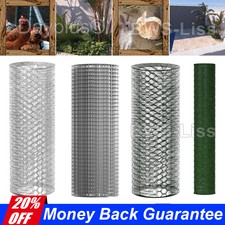 Green PVC Coated Chicken Galvanised Wire Mesh Fence Rabbit Aviary Garden Netting