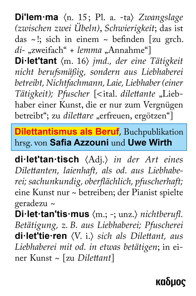 Thumbnail - Dilettantismus Als Beruf | Safia Azzouni (u. A.) | Deutsch |