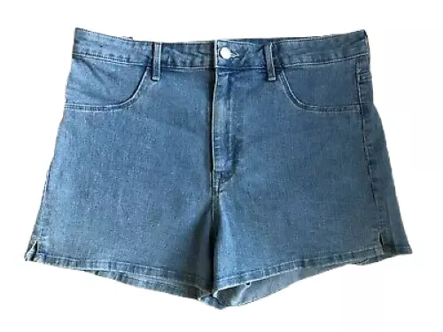 H & M Stretch High Waist Denim Shorts Size 10 Cotton Blend Blue Women's - Picture 1 of 7