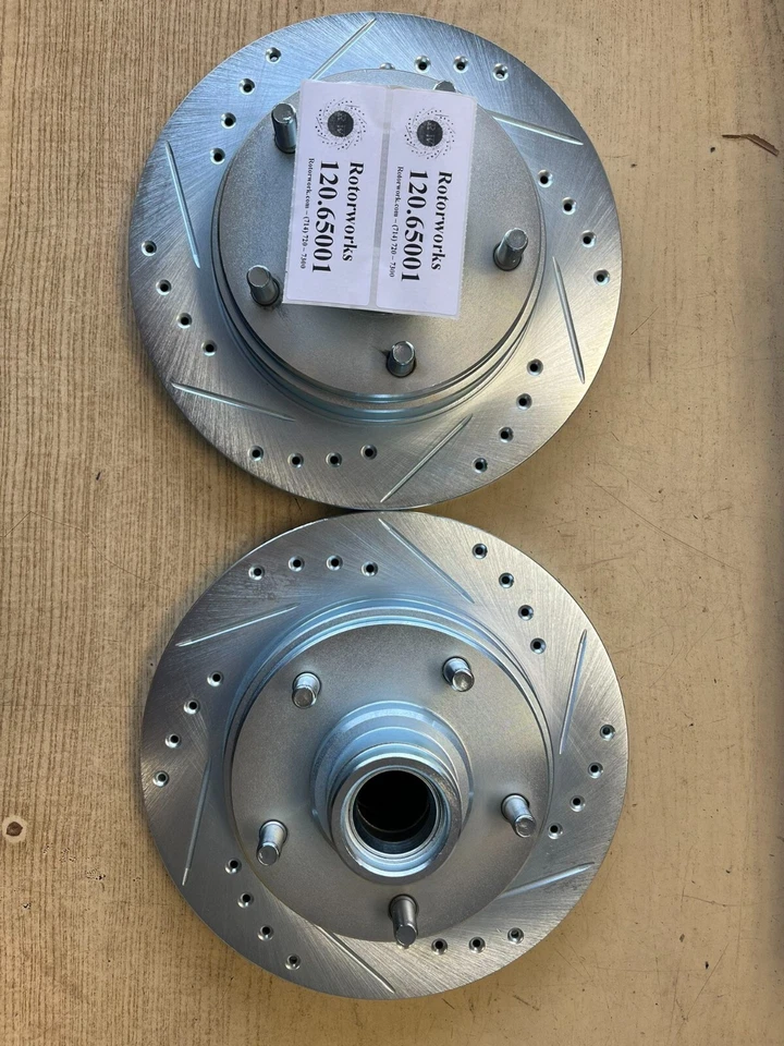 Ford F100 73-83, F150 75-93 RWD Front Drill Slot Rotors Ceramic Brake Pads - Image 4 of 4