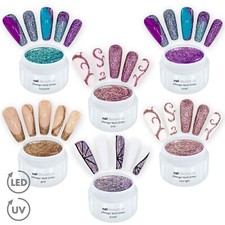 SET Gel Effetto UV LED Multi Glitter Colore Unghie Glitter Nail Art Oro Rosa