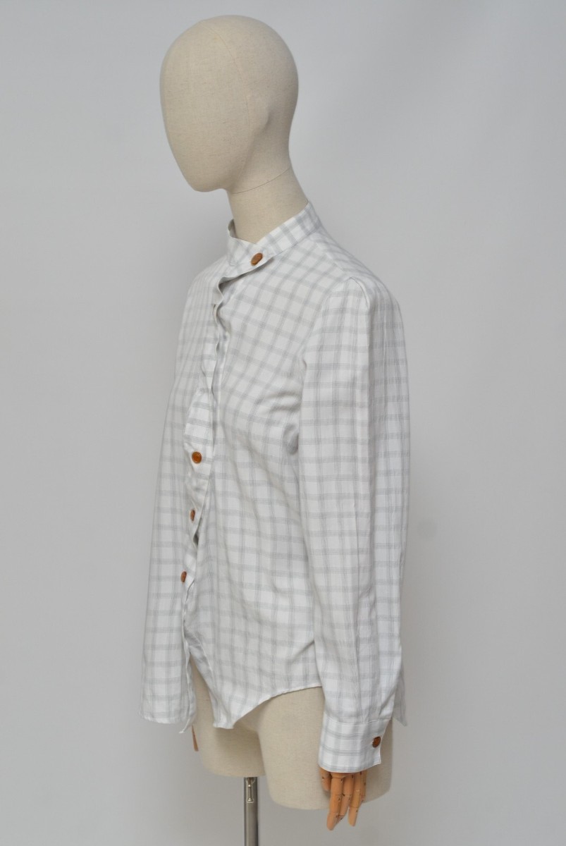 Vivienne Westwood Red Label Wmns White Plaid Asymmetric Shirt SzIV 