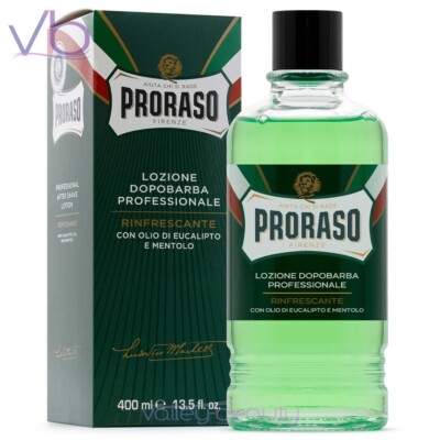 PRORASO (Green, Aftershave, Shaving, Lotion, Eucalyptus, Barber Size, 400ml)