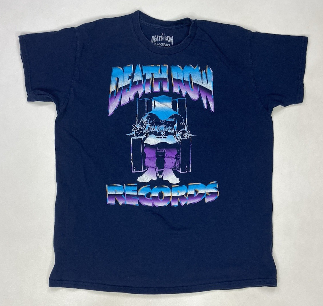 FILA T shirt grafica Death Row Records uomo grande blu manica corta musica