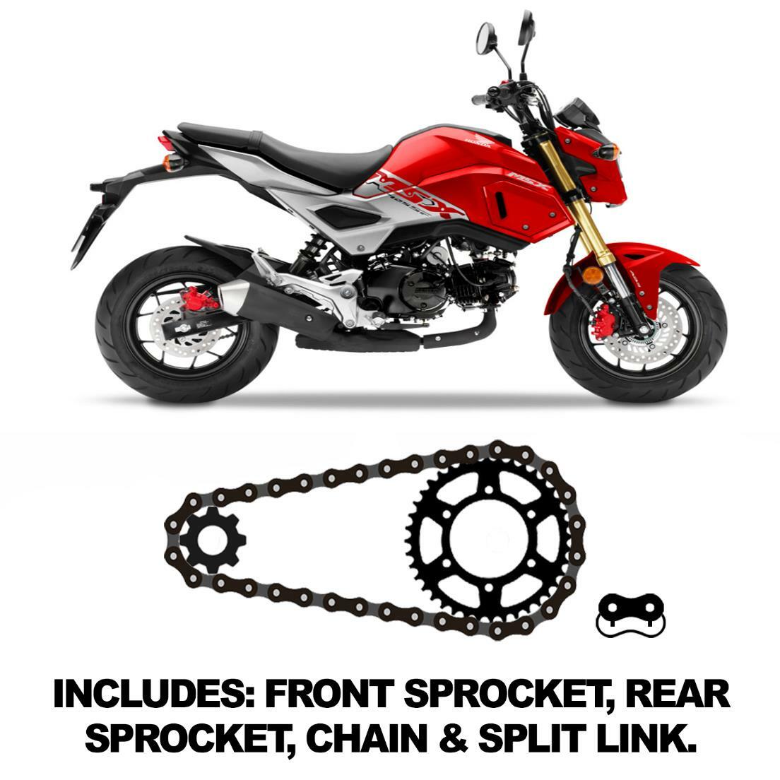 Honda MSX125 GROM 125 2013-2020 Chain & Sprockets Kit | eBay