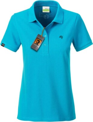 JAN 8009 Bio Baumwolle Basic Polo Shirt Damen Organic COMPANIEER Türkis Blau  ..