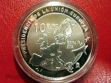 España 2002 Grande Plata Prueba 10 Euros Presidencia Europea/Mapa