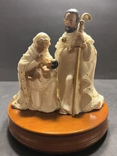 Dillard's Trimmings Porcelain Nativity Scene Musical Ivory With Gold Trim
