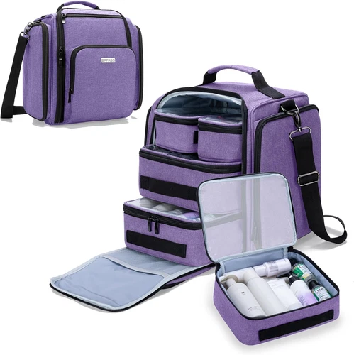 BAFASO Large Travel Toiletry Bag with 4 Removable Pouches, Multifunctional Makeu