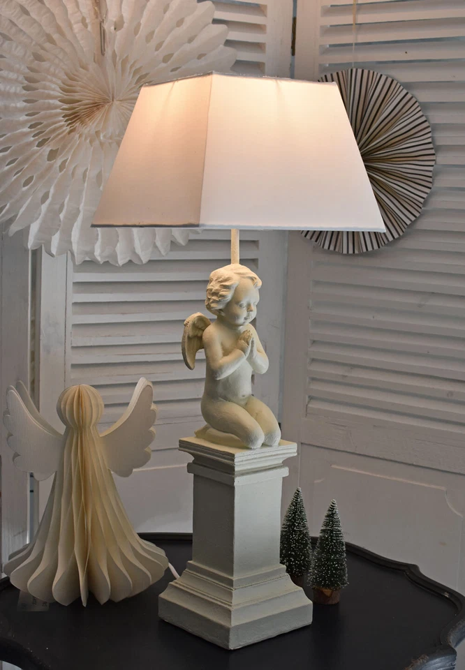 Tischlampe Amor Leuchte Engel Tischleuchte Weiss Lampe Landhausstil Engelfigur - Bild 2 von 4