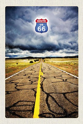 Blechschild 18x12 Amerika USA Route 66 Straße Gewitter Wand Deko Bar Kneipe Samm