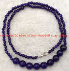 Gemstone Round Beads Necklace 18' Natural 4mm 10mm Natural Faceted Amethyst