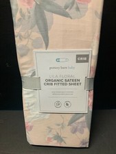 Pottery Barn Kids LILA FLORA Sateen Crib SHEET FLOWER Nursery Toddler Gift NEW