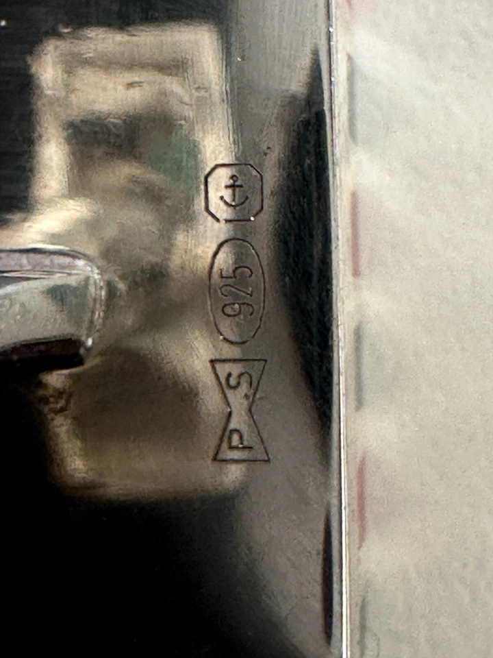 Gemelos Paul Smith Plata de Ley Azul Rojo Raya "PS" Cuadrados  Foto 4 de 4