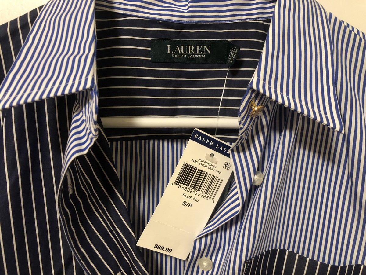 Ralph Lauren Striped Long Roll Cuff blu mu women | eBay