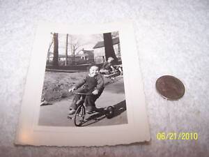 Vintage snapshot photo Athens Greece girl fashion history *6677F Greek adorable little girl portrait girl riding a bicycle tricycle