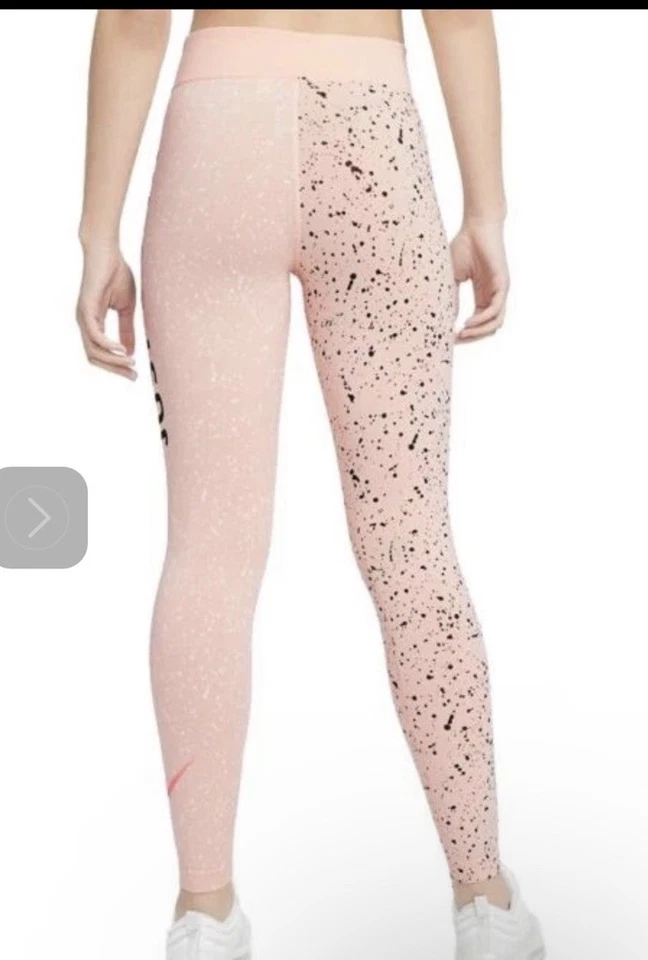 NIKE WOMEN'S HIGH WAISTED Leg A See LEGGINGS Size S PINK/WHITE Nike Swoosh - Image 3 of 4