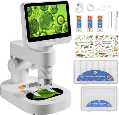 Digital Microscope 1600X, 4.0 Inch Portable Electronic Coin Microscope with 8 Ad