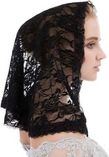 Black Veil Lace Mantilla Catholic Church Chapel Veil Head 9 X 6 X 0.25 In