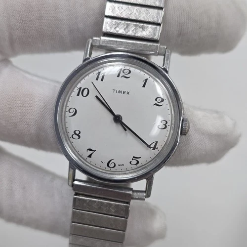 Vintage Men Timex Viscount Hand Wind Analog 35mm White Dial Round Watch