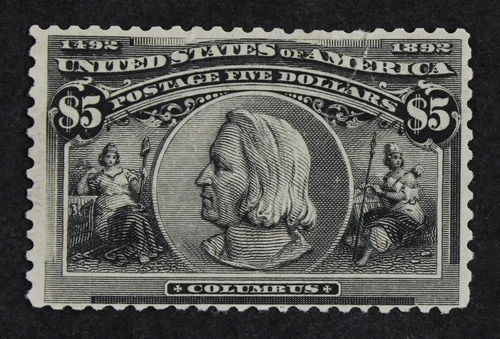 CKStamps: US Stamps Collection Scott#245 $5 Columbian Unused NG Tear Small Thin