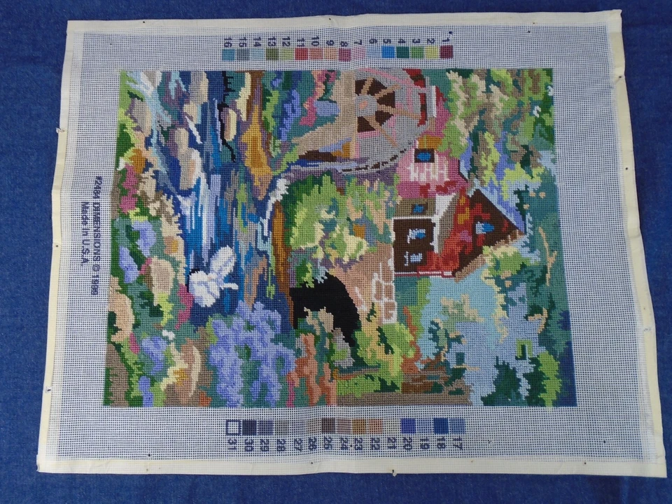 Old Mill Cottage Dimensions 2484 95% Completed Needlepoint 12x16" - Image 2 of 4