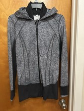Lululemon Women's Daily Practice Full Zip Hooded Jacket Gray Herringbone Size6