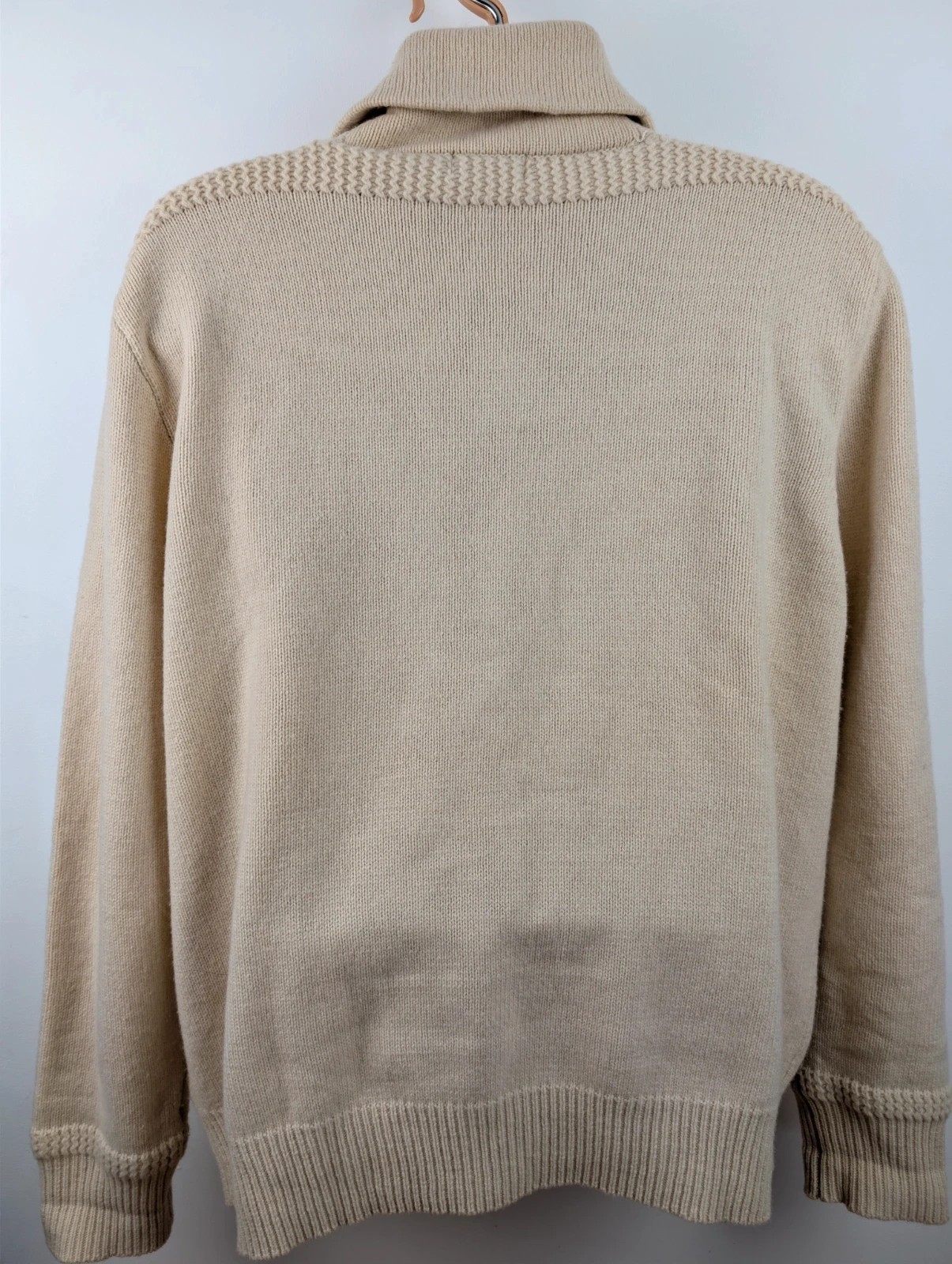 Ralph Lauren Troyer 100% lambs wool zip & roll neck cream jumper Mens XXL DN3033 image 6
