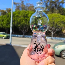 Pink Gumball Machine Glass Water Pipe Bong w/ Marble Backsplash Prevention