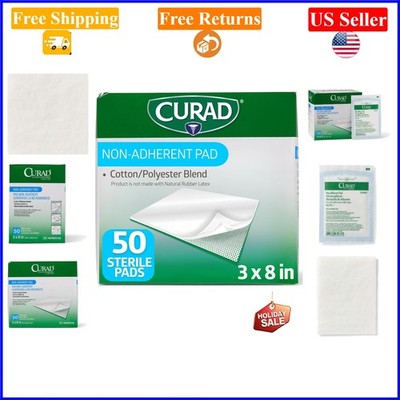 Sterile Non-Adherent Cotton/Polyester Wound Pad 3x8 Inches, Pack of 50