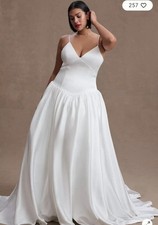 Plus Sz 26 Jenny By Jenny Yoo Sheridan Drop Waist Stretch Satin Wedding Gown NWT
