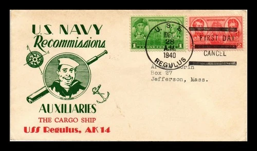 DR JIM STAMPS US COVER USS REGULUS NAVAL FIRST DAY CANCEL RECOMMISSIONED