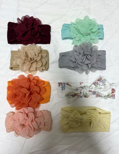 Lot of 17 Baby Fabric Headbands w/ Bows  Flowers Floral Multicolor One Size