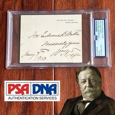 WILLIAM H. TAFT * PSA * Autograph WHITE HOUSE CARD Signed AS PRESIDENT 1913